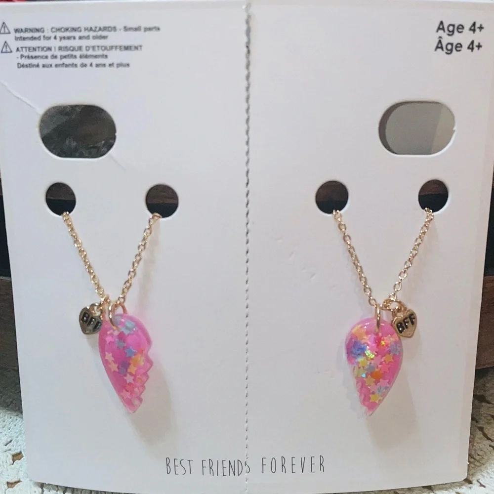 Best Friends Forever Necklace Set - Pink‎ and White